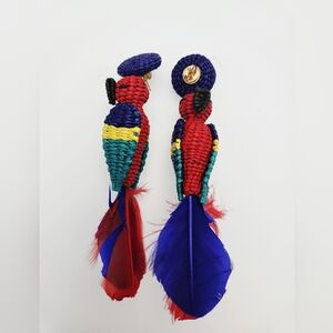 Gorgeous raffia Handmade Designer Earrings MACAW